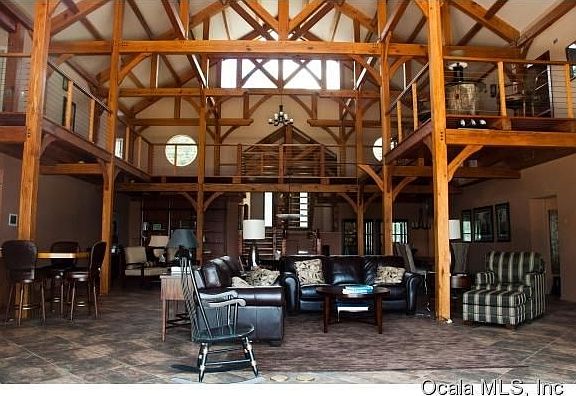 Residence Interior Great Room Highlighting the Stunning Timber Framing