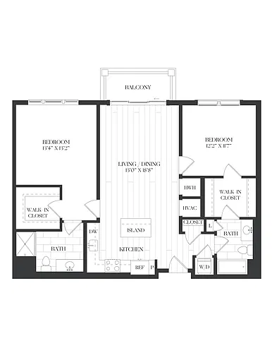 Floor plan 2 Bed/2 Bath-2B-2-B-The Barrett