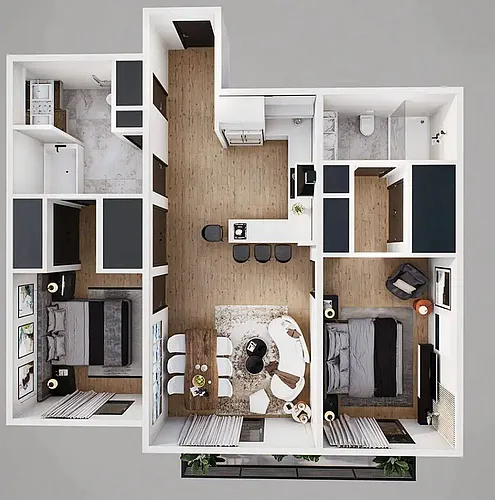 Floor plan 2 Bedroom Junior