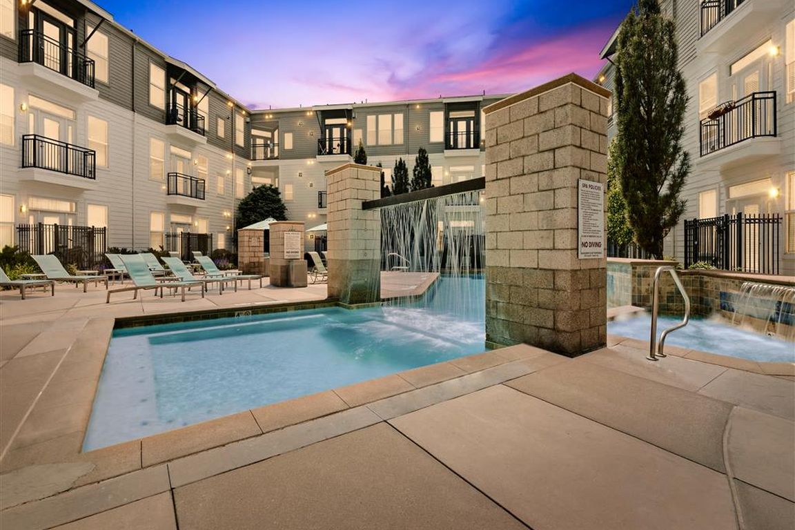 Evening swim in a beautifully lit courtyard