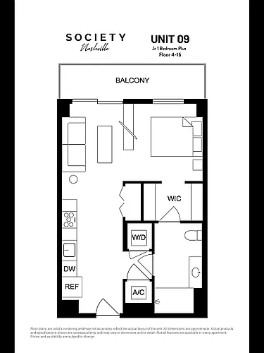 Floor plan Jr. 1-Bed/1-Bath Plus