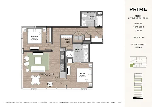 Floor plan Prime Two BR Stack 09