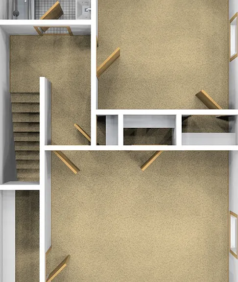 Two Bedroom Unfurnished 3D View (Upper Floor) Two Bedroom Unfurnished 3D View (Upper Floor)