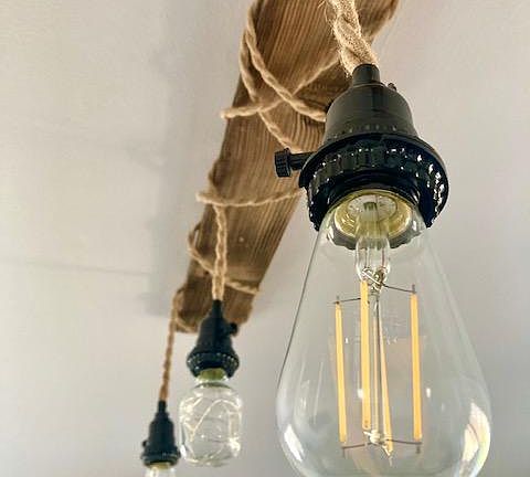 Rustic light accent ropes in living room