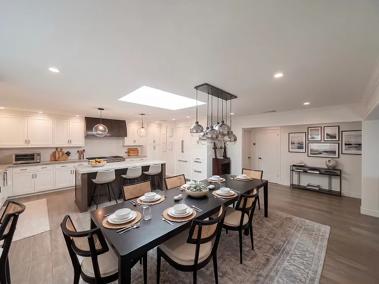 Open kitchen and dining area
