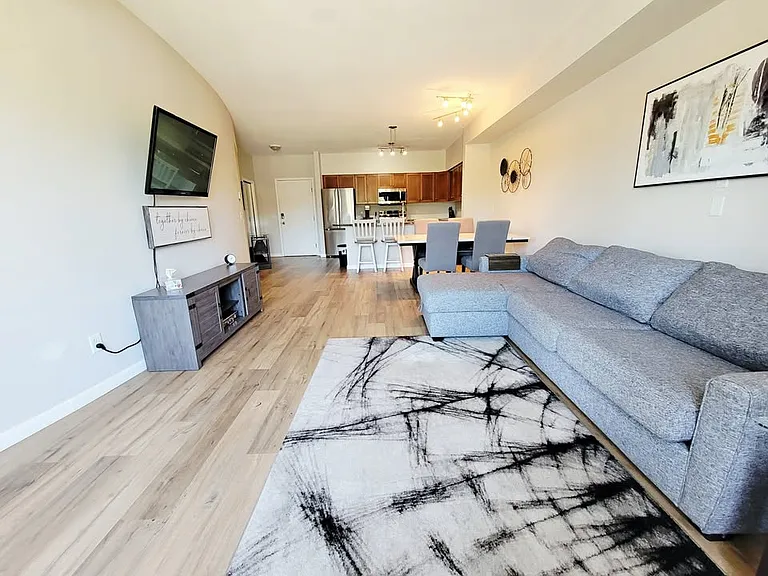 Living, dining, kitchen