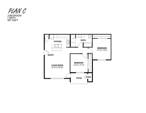Floor plan 2 bedroom 1 bath