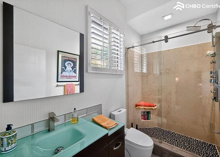 Updated 3 piece bath adjacent to media room/ home office