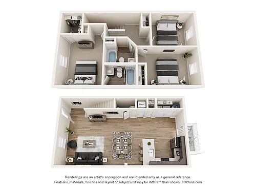 Floor plan 3 Bedroom, 2.5BA Townhome