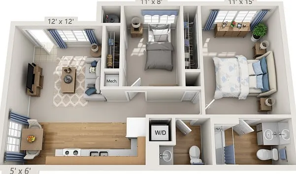 Floor plans are artist's rendering. All dimensions are approximate. Actual product and specifications may vary in dimension or detail. Not all features are available in every apartment. Prices and availability are subject to change. Floor plans are artist