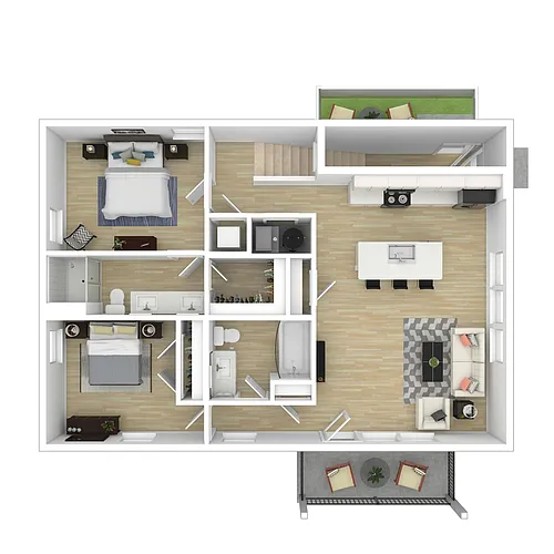 Floor plan 2BR Stacked Duplex- Upper