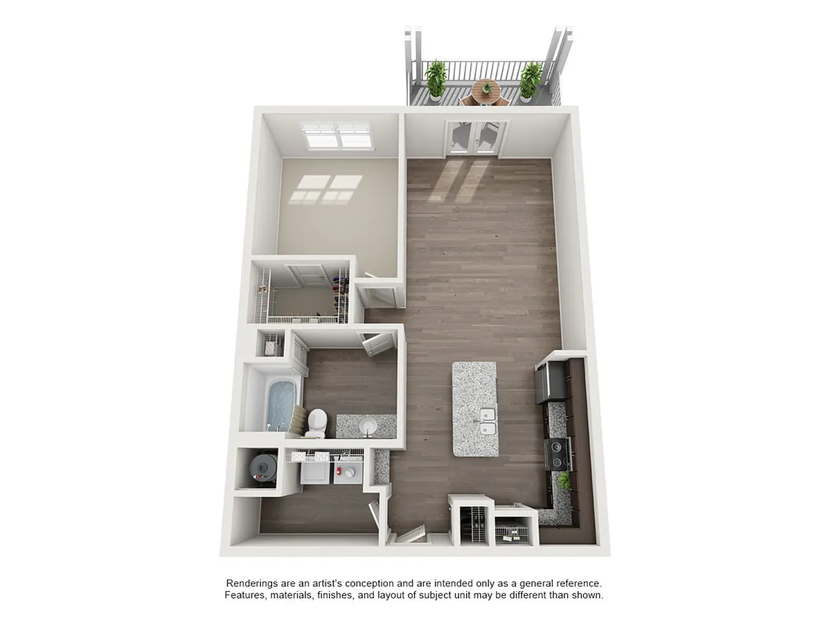 Floor plan 1 Bedroom/1 Bath-884 Sq Ft