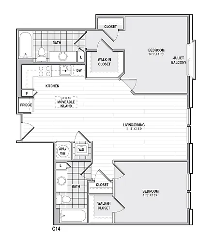 Floor plan 2Bed/2BathC14