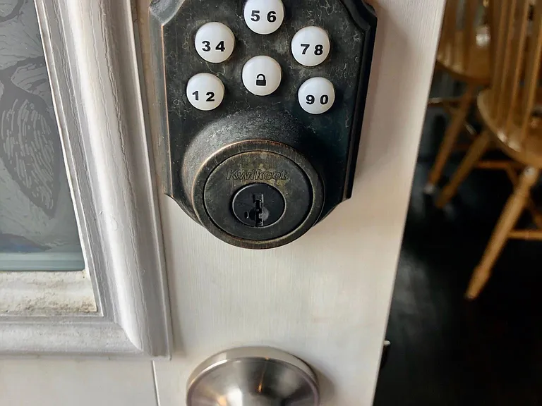 entrance door has punch pad, tenant can set a personalized code.