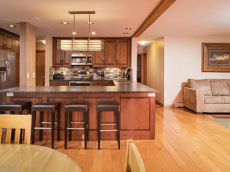 Kitchen and living area (hall to master and second bedroom ahead)
