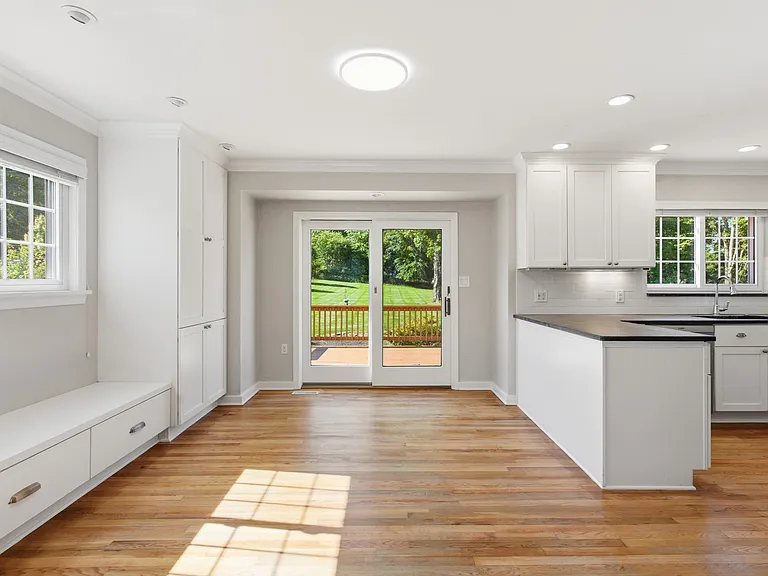 Dining room with patio door to deck