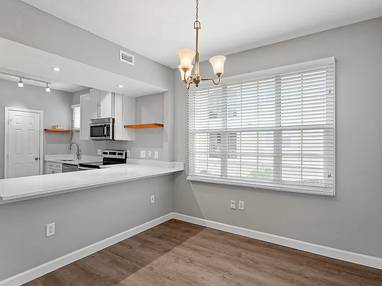 View of the kitchen from the dining room