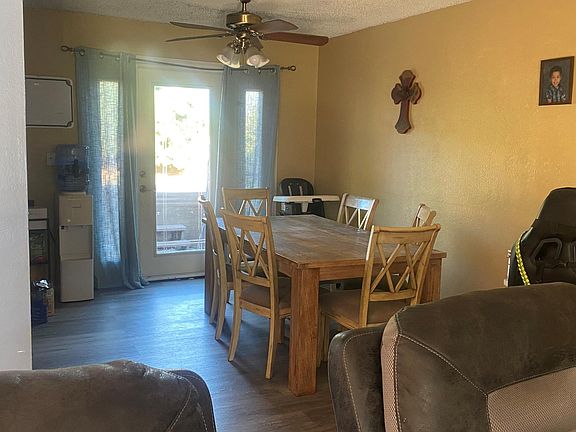 Dining room with french doors to large backyard