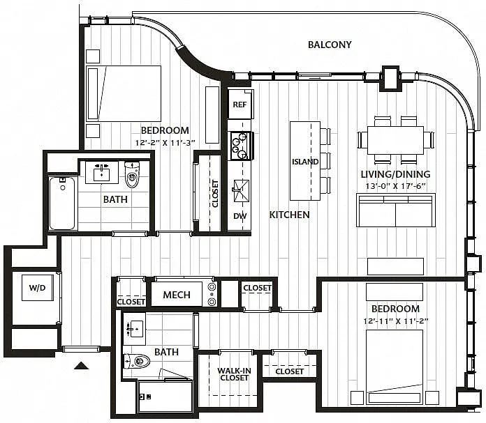Floor plan 2 Bed/2 Bath-B5