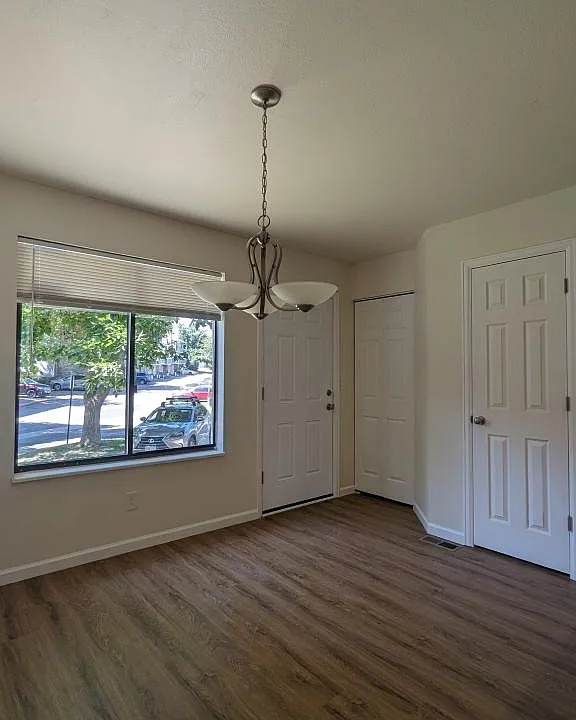 View of dining room and front door area