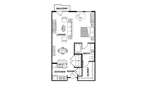Floor plan One Bedroom Loft