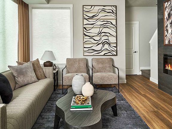 A photo of the great room of the Brubeck townhome model in Calgary by Brookfield Residential