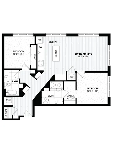 Floor plan 2 Bed/2 Bath-E13 East