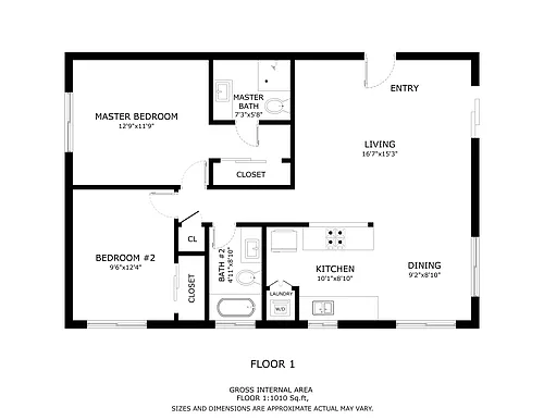 Floor plan 2 Bed 2 Bath
