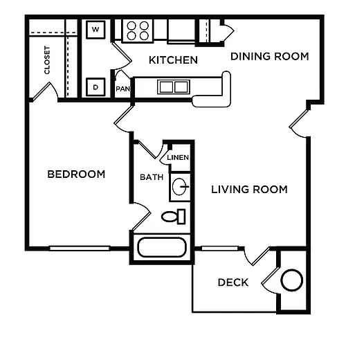 Floor plan 1 Bedroom 1 Bathroom - Premium