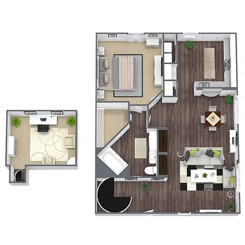 Floor plan A3: 1 Bed 1 Bath