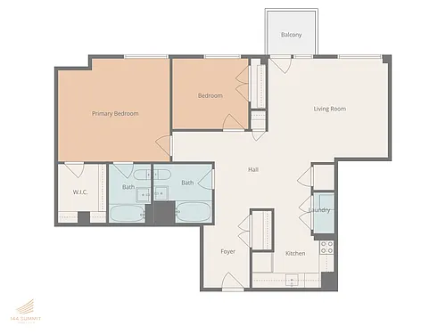 Floor plan Two Bed Two Bath - 09 Line - 2nd to 7th Fl