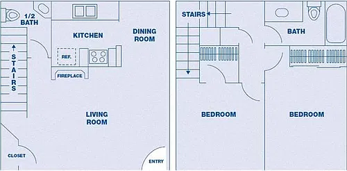 Floor plan 2 Bedroom/ 1.5 Bath Townhome