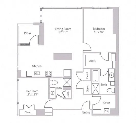 Floor plan 2D w/ Balcony
