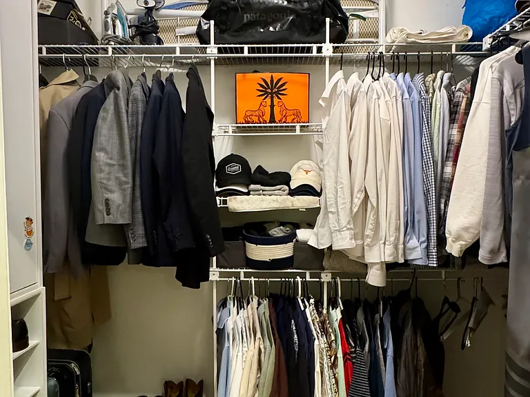 Walk-in closet with built-in storage system