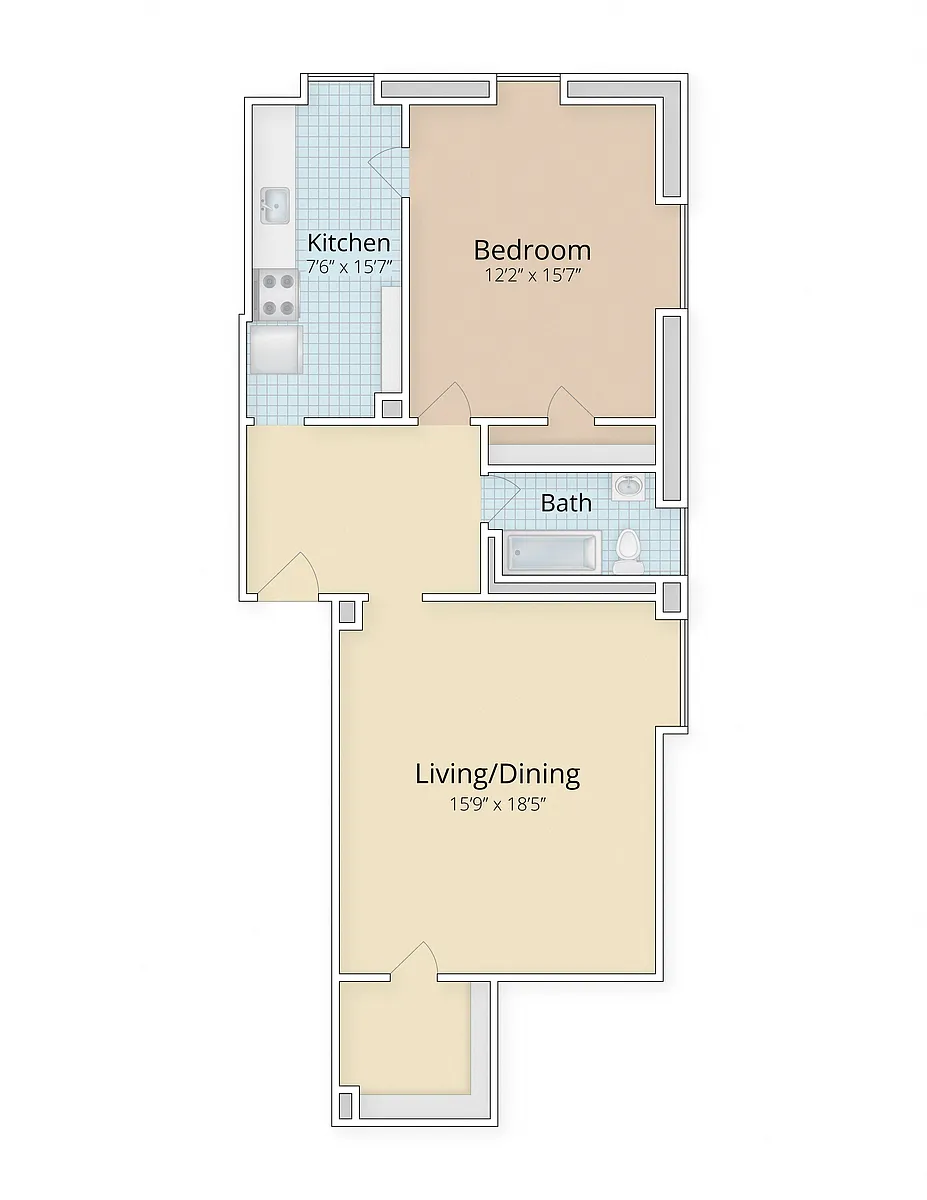 Floor plan Large One Bedroom