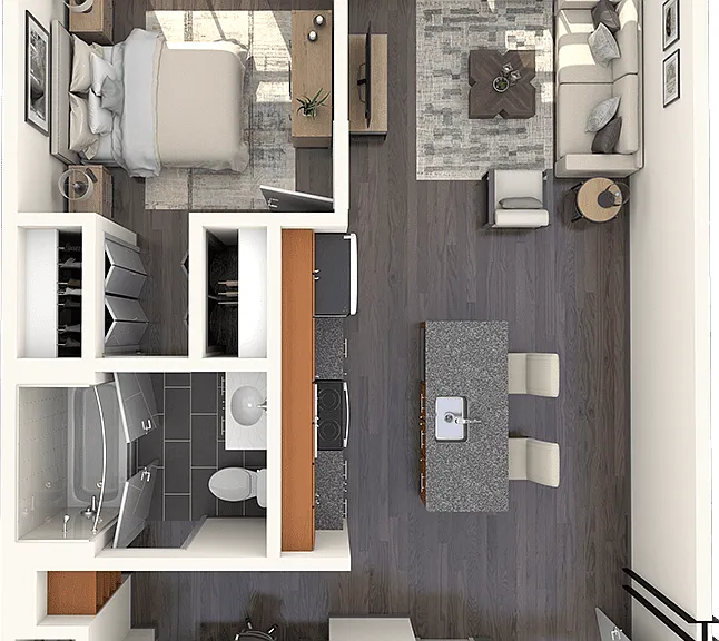 B1: 1 Bed, 1 Bath