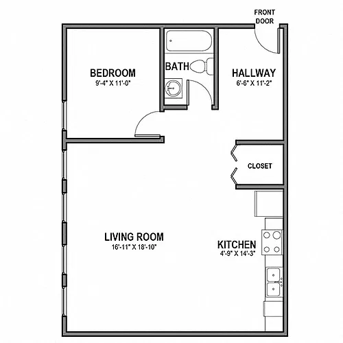 Floor plan 1 BR 1 Bath