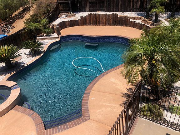View from balcony overlooking the pool.