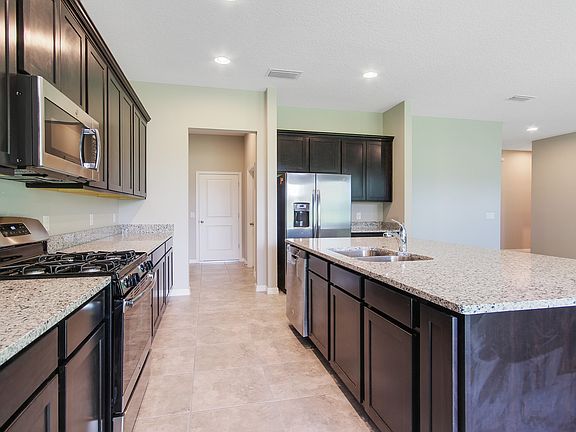 Open kitchen with large pantry