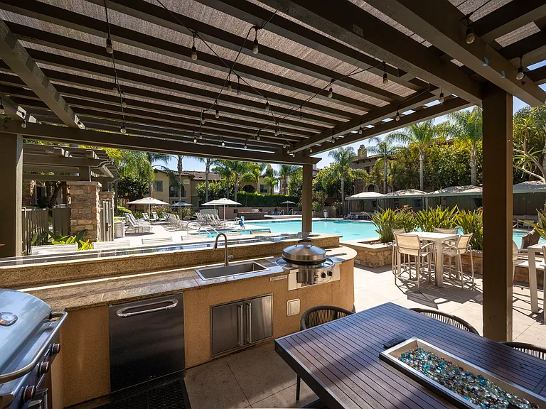 Grill & Firepit within pool area