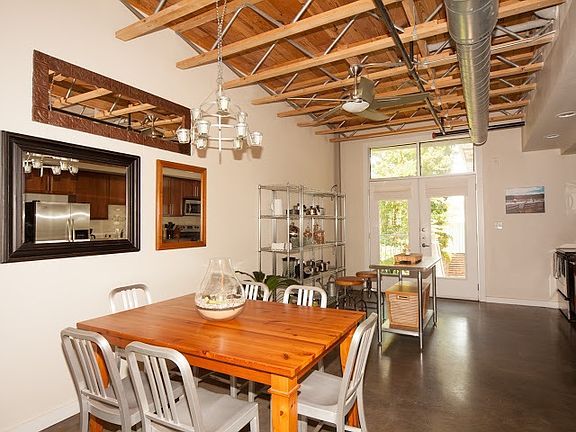 Space for a dining table between the kitchen and living room