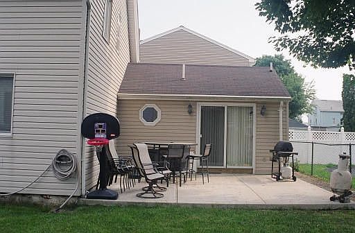Patio area with sliders to kitchen