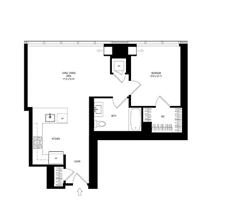Floor plan 100 Park 1 Bed 1 Bath