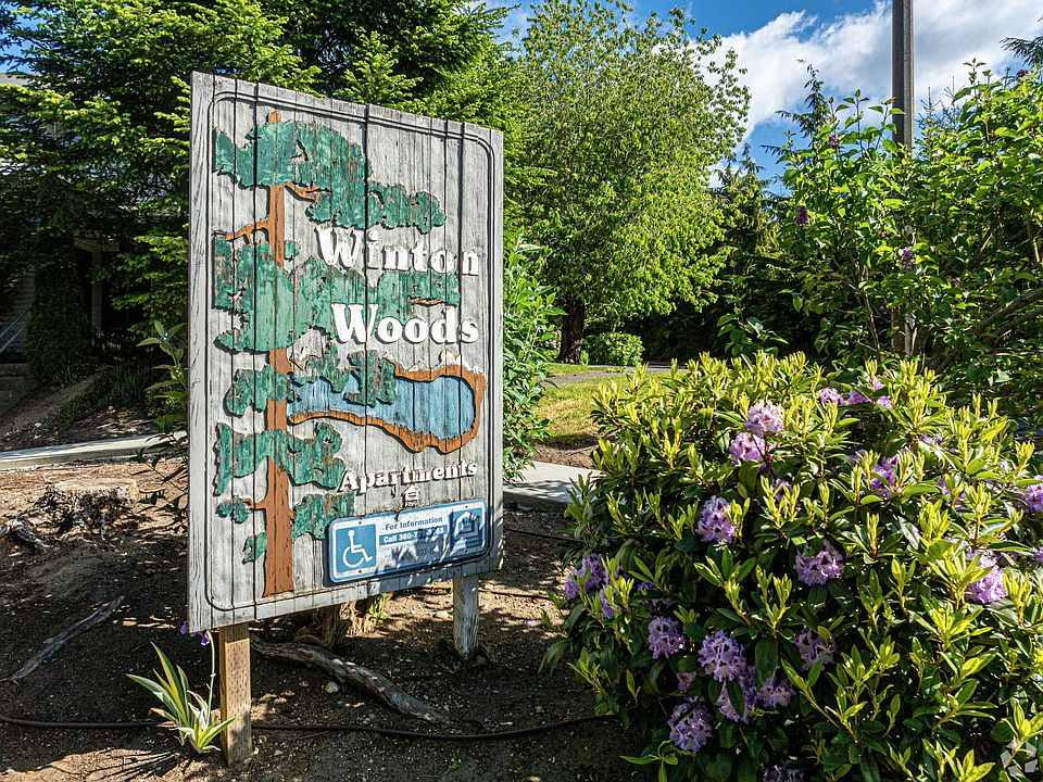 Welcoming Property Sign at Winton Woods Apartments in Poulsbo, WA