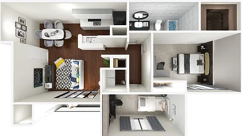 Floor plan 2 Bedroom 1 Bath - Reno