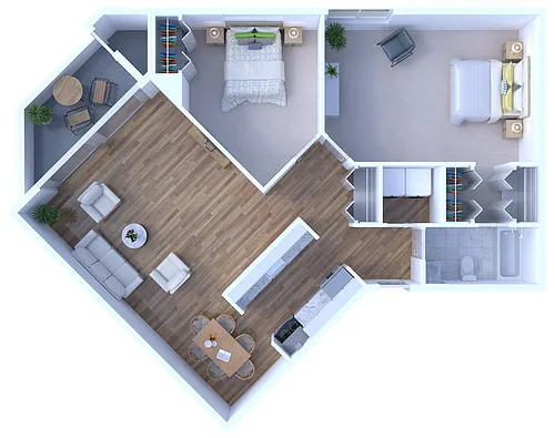 Floor plan 2 Bed 1 Bath Upgraded
