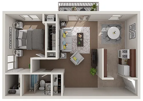 Floor plan The Oak Renovated - One Bedroom