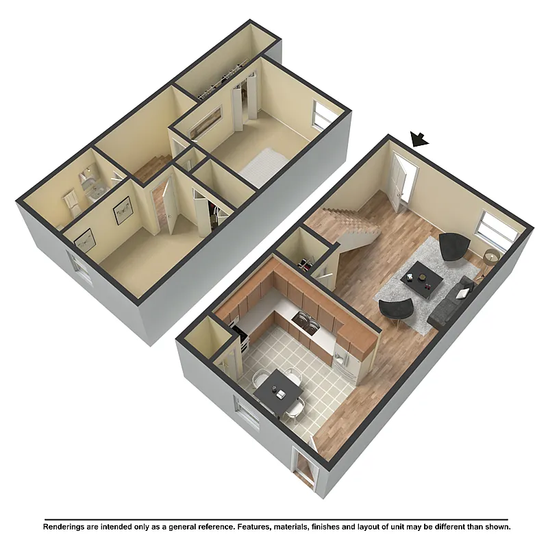 Floor plan 2 Bedroom Townhome