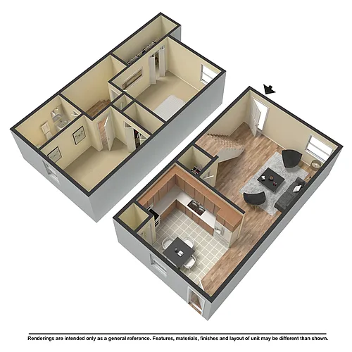 Floor plan 2 Bedroom Townhome