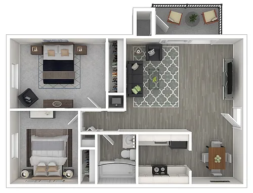Floor plan Charlotte | 2 Bed | 1 Bath | Standard